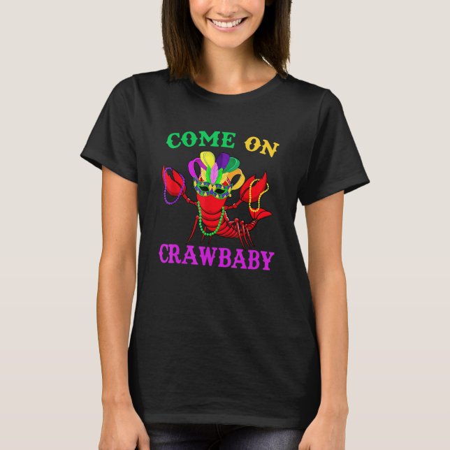 Camiseta Vamos Crawbaby Crawfish Jester Beads Funny Mardi (Anverso)
