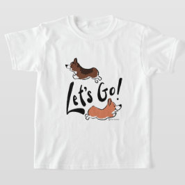 Camiseta "Vamos" Cute Corgi Gráfica divertida de niños blan