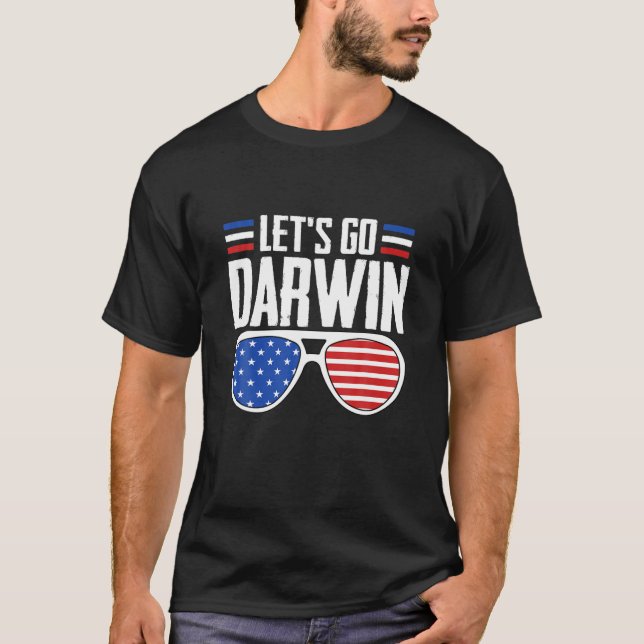 Camiseta Vamos Darwin Sarcástica bandera de EEUU estilo ret (Anverso)
