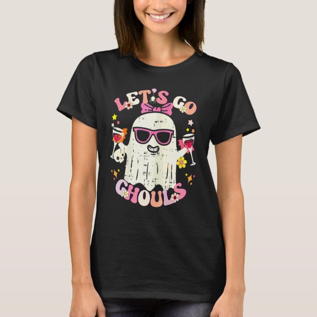 Camiseta Vamos Fantasmas Fantasma Con Flores Disfraz De Hal (Anverso)