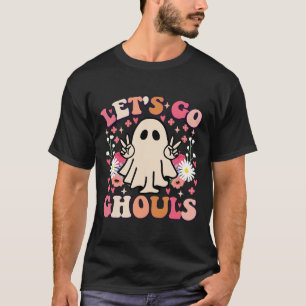 Camiseta Vamos Fantasmas Floral Retro Fantasma Groovy Hallo