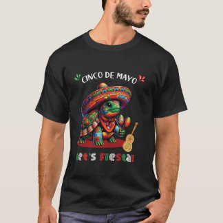 Camiseta Vamos Fiesta Tortuga Mexicana Tocando Música Cinco