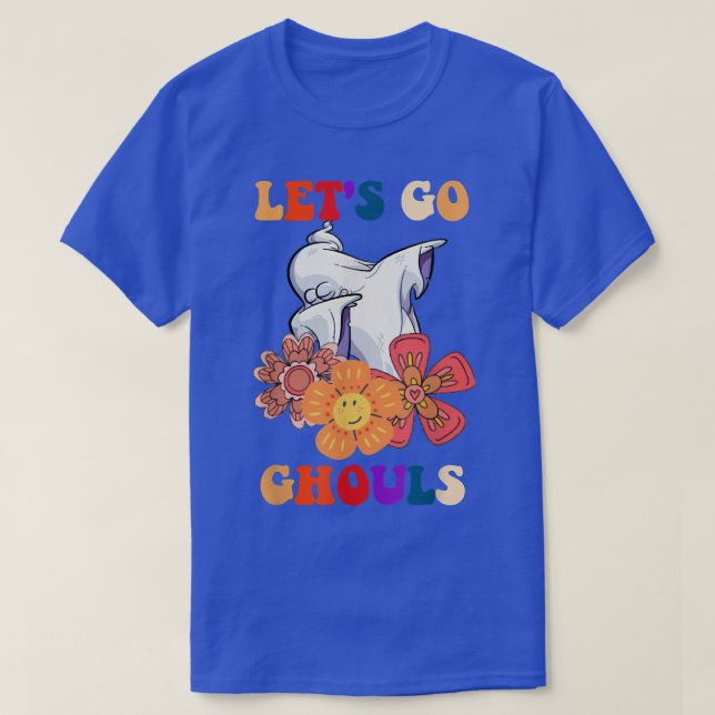 Camiseta Vamos Ghouls Fantasma con flores Costu de Hallowee (Diseño del anverso)