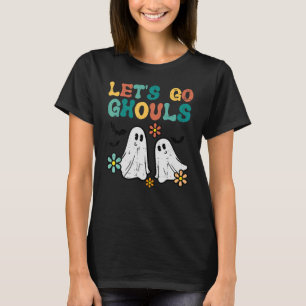 Camiseta Vamos Ghouls Fantasmas Florales Groovy Retro Hallo