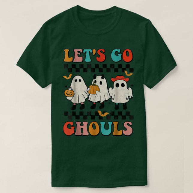 Camiseta Vamos Ghouls Groovy Retro Spooky Season Ghost H (Diseño del anverso)