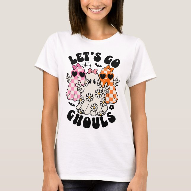 Camiseta Vamos Ghouls Halloween Fantasma Floral Spooky Seas (Anverso)