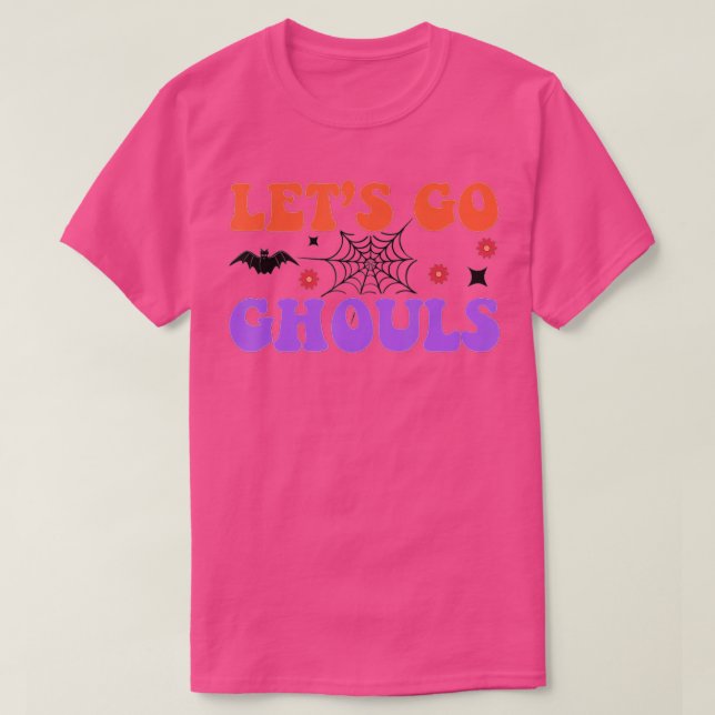 Camiseta Vamos Ghouls Retro Floral Fantasma Vestuario Hallo (Diseño del anverso)