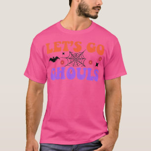 Camiseta Vamos Ghouls Retro Floral Fantasma Vestuario Hallo