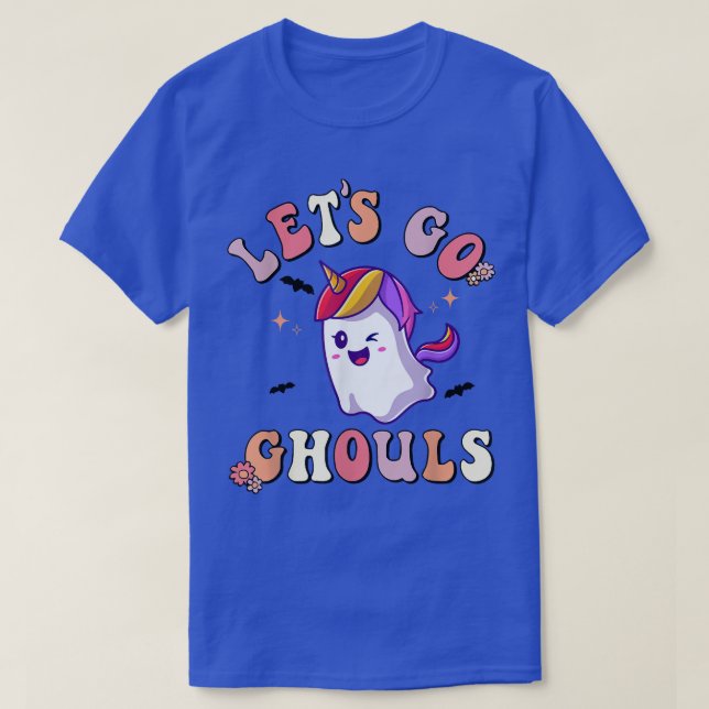 Camiseta Vamos Ghouls Unicornio Fantasma Floral Hippie 2464 (Diseño del anverso)