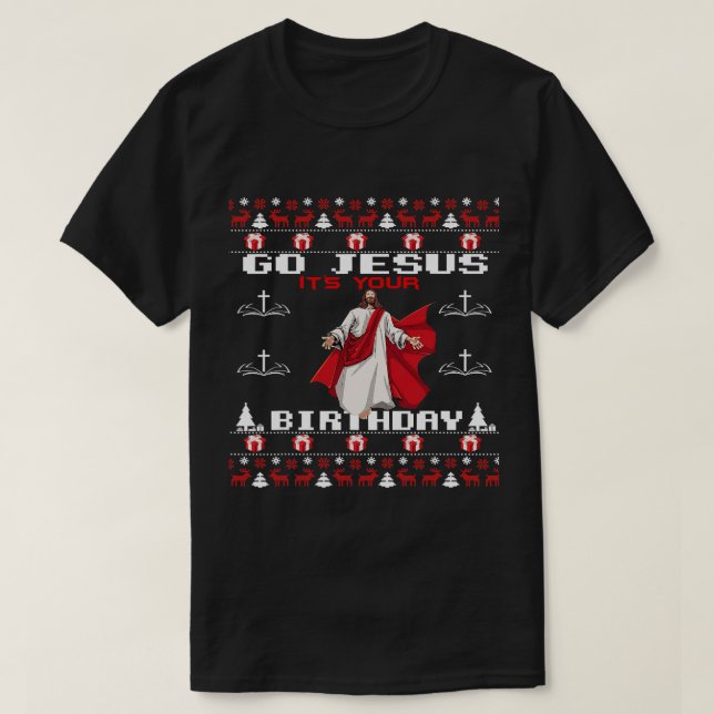 Camiseta Vamos Jesús es tu cumpleaños Gracioso Cristiano Fe (Diseño del anverso)