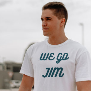 Camiseta vamos Jim, gimnasia divertido con texto azul
