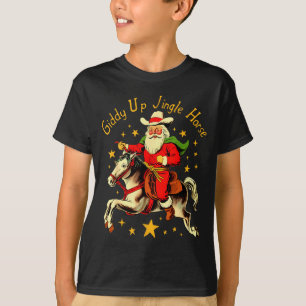 Camiseta Vamos Jingle Caballo Divertido Retro Santa Vaquero