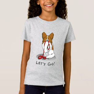 Camiseta ¡Vamos! (paseo) Papillon (blanco y rojo) Perro Cut