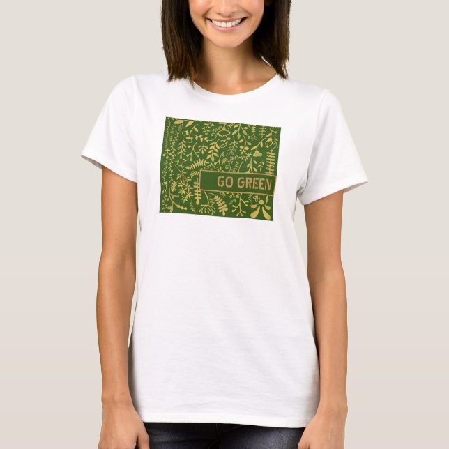 Camiseta Vamos Verde, floral de oro (Anverso)