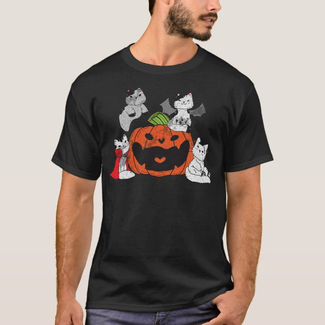 Camiseta Vampire Cat Lazy Halloween Costume Cute Kitten Gho (Anverso)