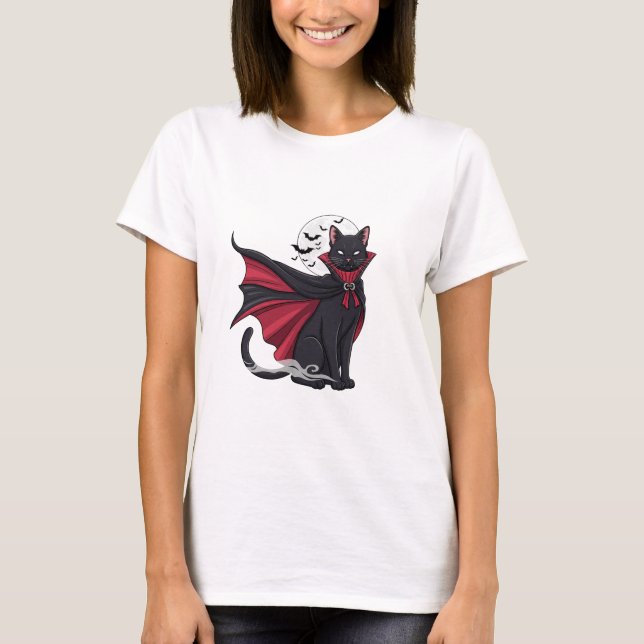 Camiseta Vampire Kitty - Cute Fanged Halloween Cat Woman (Anverso)