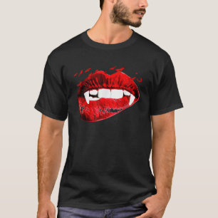 Camiseta Vampiro besar labios dientes de vampiros murciélag