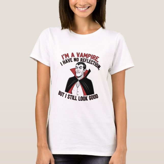 Camiseta Vampiro Confiado Humor de Halloween (Anverso)