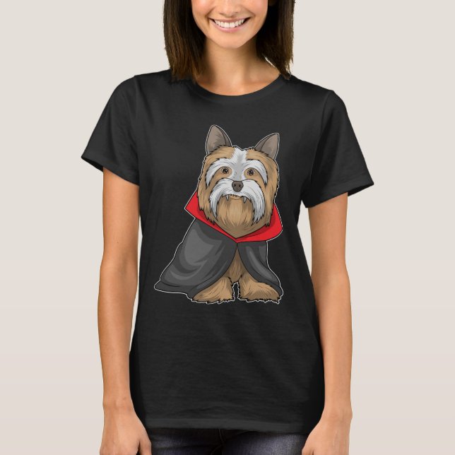 Camiseta Vampiro de Halloween de Yorkshire Terrier (Anverso)