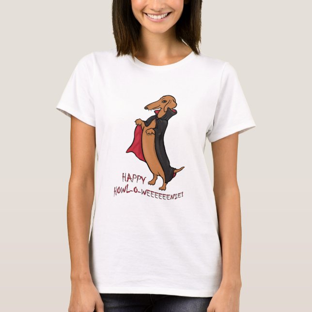 Camiseta Vampiro de Halloween del Dachshund (Anverso)