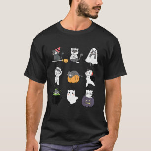 Camiseta Vampiro Fantasma Gato Zombie Gatos De Brujas En Ca