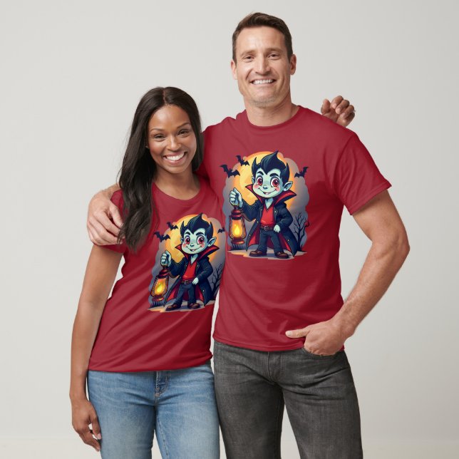 Camiseta Vampiro lindo con Halloween con linterna Kawaii (Unisexo)