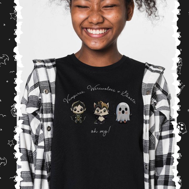 Camiseta Vampiro lindo, Werewolf y Fantasma Halloween (Subido por el creador)