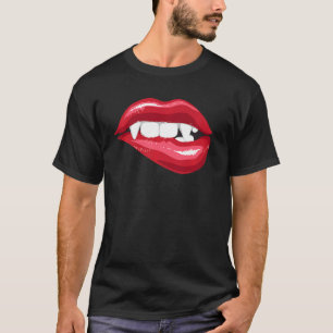 Camiseta Vampiro rojo hembra morder labios Vampiro Lover Ha