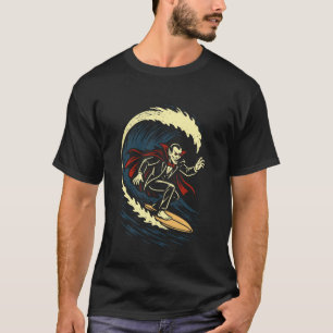 Camiseta Vampiro Surfista Divertido Drácula Halloween Surf