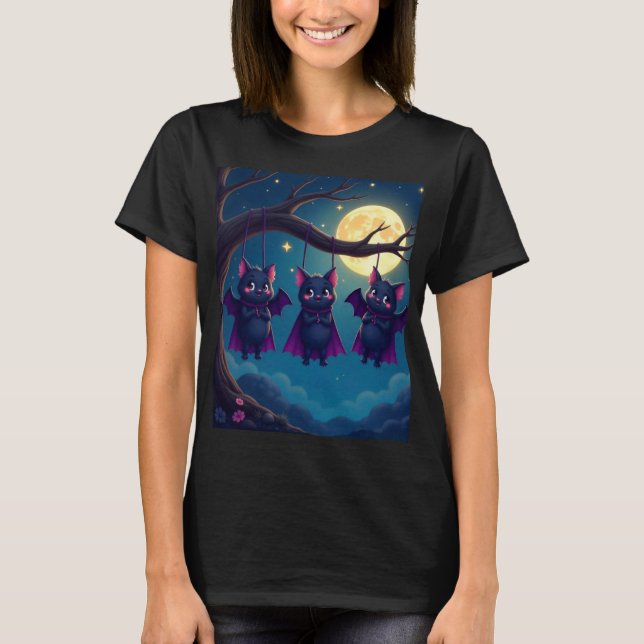 Camiseta Vampiros Kawaii batea en la 🌙 nocturna 🦇 (Anverso)