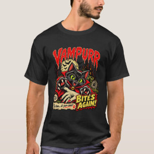 Camiseta Vampurr Bites Again Halloween Gato Vampiro Amantes