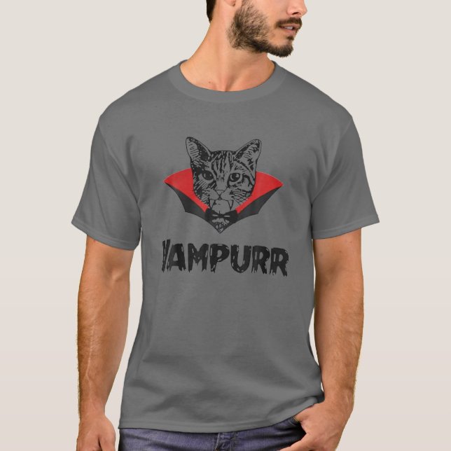 Camiseta Vampurr - Gracioso Gato de Vampire Kitty - Hallowe (Anverso)
