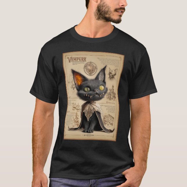Camiseta Vampurr: Vampire Cat Bestiary Illustration (Anverso)