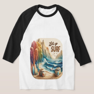 Camiseta Van aparcado con tablas de surf en la orilla de ar