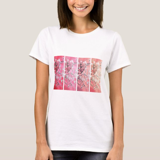 Camiseta Van Gogh Almond Flores Gradiente rosa oscuro (Anverso)
