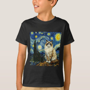 Camiseta Van Gogh Arte Noche estrellada - Gato Ragdoll Dive