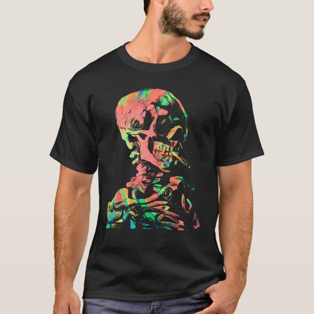 Camiseta Van Gogh Cigarrette Skull Tie Dye (Anverso)