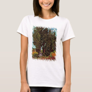 Camiseta Van Gogh - Cipreses con dos figuras femeninas