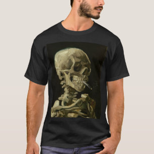 Camiseta Van Gogh, esqueleto con un cigarrillo encendido