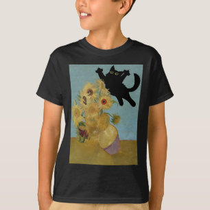 Camiseta Van Gogh Flowers Cat Sunflowers