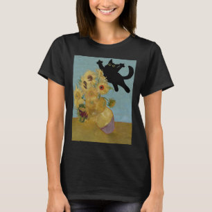 Camiseta Van Gogh Flowers Cat Sunflowers
