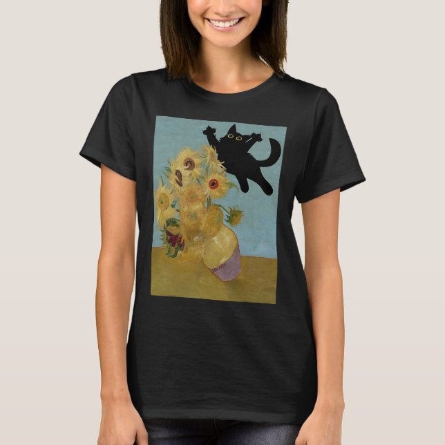 Camiseta Van Gogh Flowers Cat Sunflowers (Anverso)