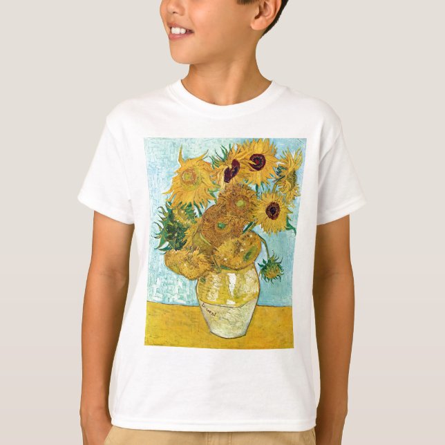 Camiseta van Gogh funda de vida fija con doce girasoles (Anverso)