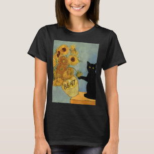 Camiseta Van Gogh Gato Negro Con Sunflowers 8647 Res Sutile