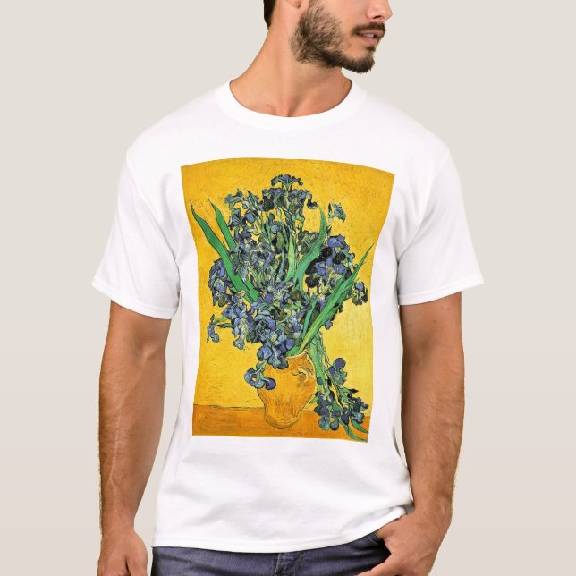 Camiseta Van Gogh - Jarrón con Lirios de Fondo Amarillo (Anverso)