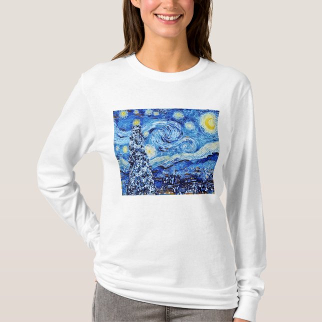 Camiseta Van Gogh - La noche estrellada - Arte de Navidad B (Anverso)