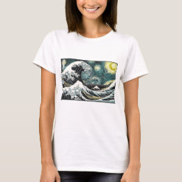 Camiseta Van Gogh la noche estrellada - Hokusai la gran