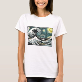 Camiseta Van Gogh la noche estrellada - Hokusai la gran