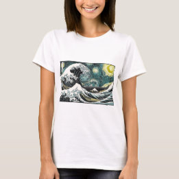 Camiseta Van Gogh la noche estrellada - Hokusai la gran