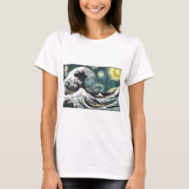 Camiseta Van Gogh la noche estrellada - Hokusai la gran